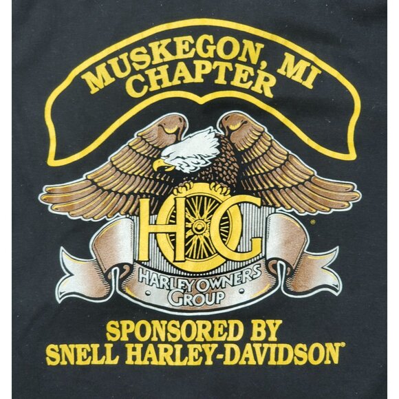Harley-Davidson Muskegon MI Chapter H.O.G. Polo Shirt Large Black - Picture 4 of 8